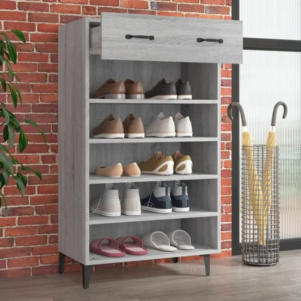 vidaXL Zapatero madera contrachapada 60x35x105 cm Gris sonoma Online