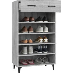 vidaXL Zapatero madera contrachapada 60x35x105 cm Gris sonoma Online