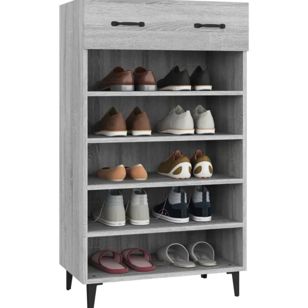 vidaXL Zapatero madera contrachapada 60x35x105 cm Gris sonoma Online