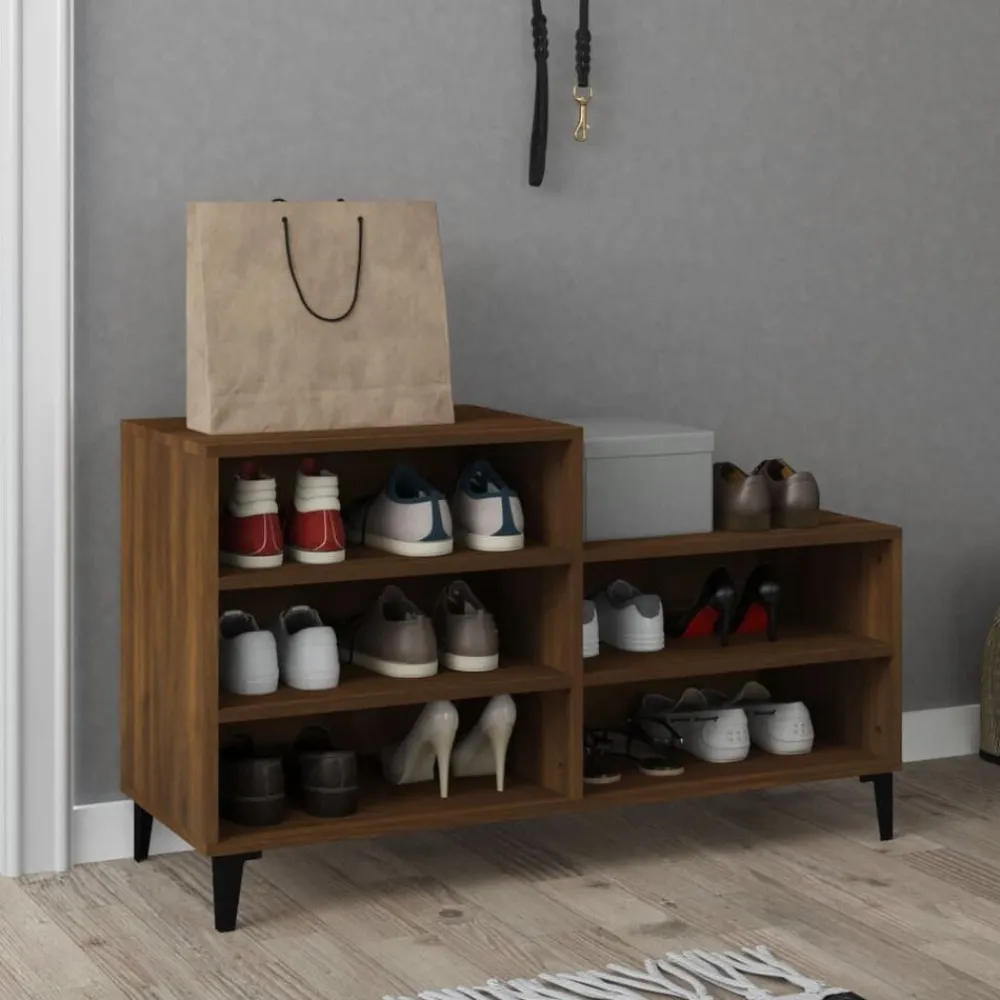 vidaXL Zapatero madera contrachapada roble marrón 102x36x60 cm Marrón roble