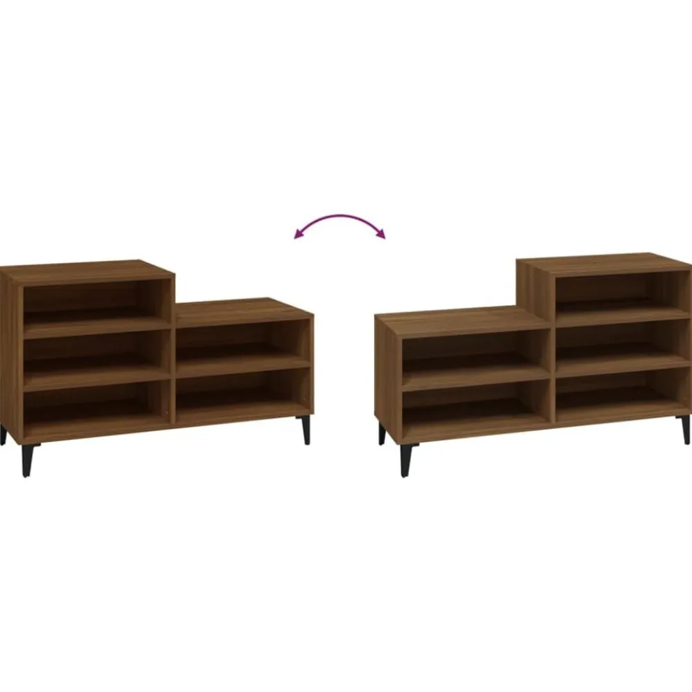 vidaXL Zapatero madera contrachapada roble marrón 102x36x60 cm Marrón roble