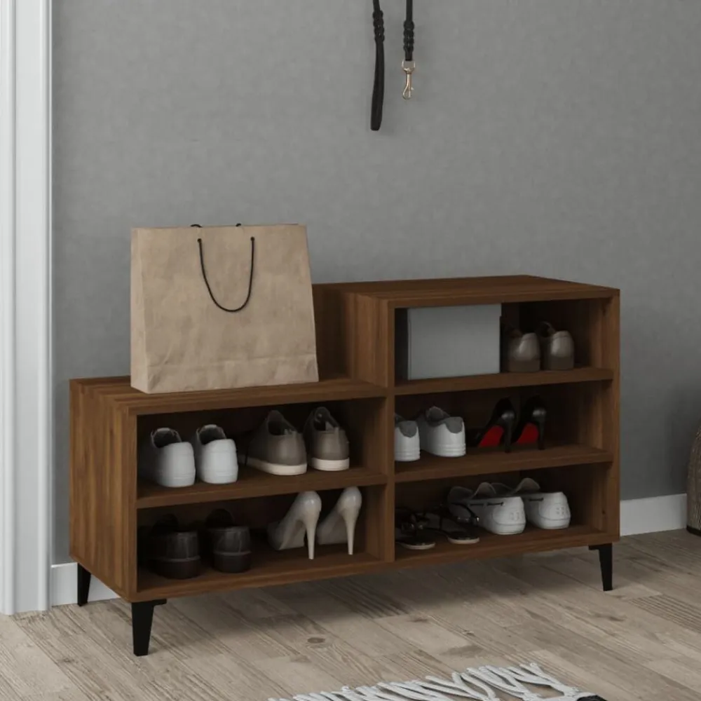 vidaXL Zapatero madera contrachapada roble marrón 102x36x60 cm Marrón roble