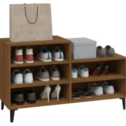 vidaXL Zapatero madera contrachapada roble marrón 102x36x60 cm Marrón roble