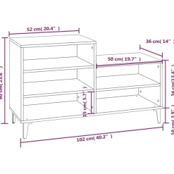 vidaXL Zapatero madera contrachapada roble marrón 102x36x60 cm Marrón roble