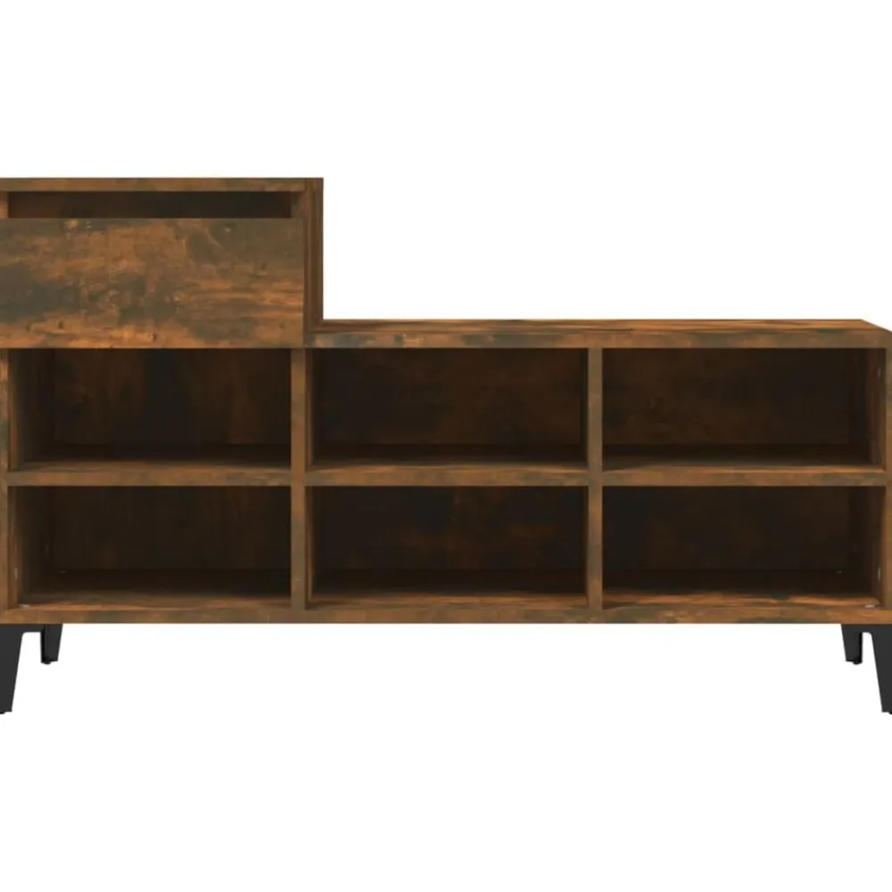 vidaXL Zapatero madera contrachapada 102x36x60 cm Roble ahumado Outlet