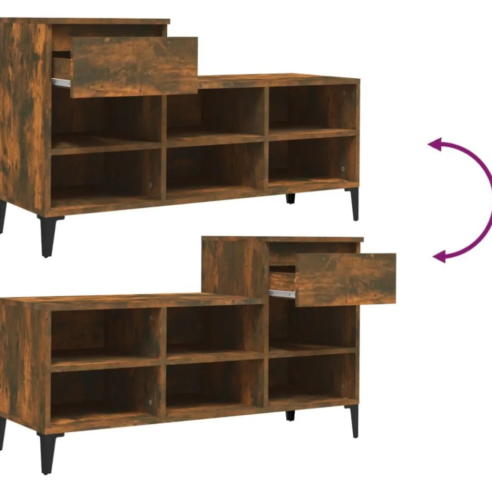 vidaXL Zapatero madera contrachapada 102x36x60 cm Roble ahumado Outlet