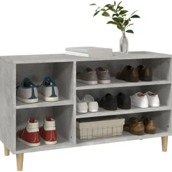 vidaXL Productos Del Hogar-Zapatero madera contrachapada gris hormigón 102x36x60 cm