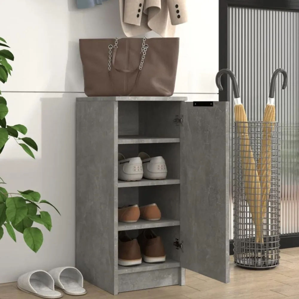 vidaXL Productos Del Hogar-Zapatero madera contrachapada gris hormigón 30x35x70 cm