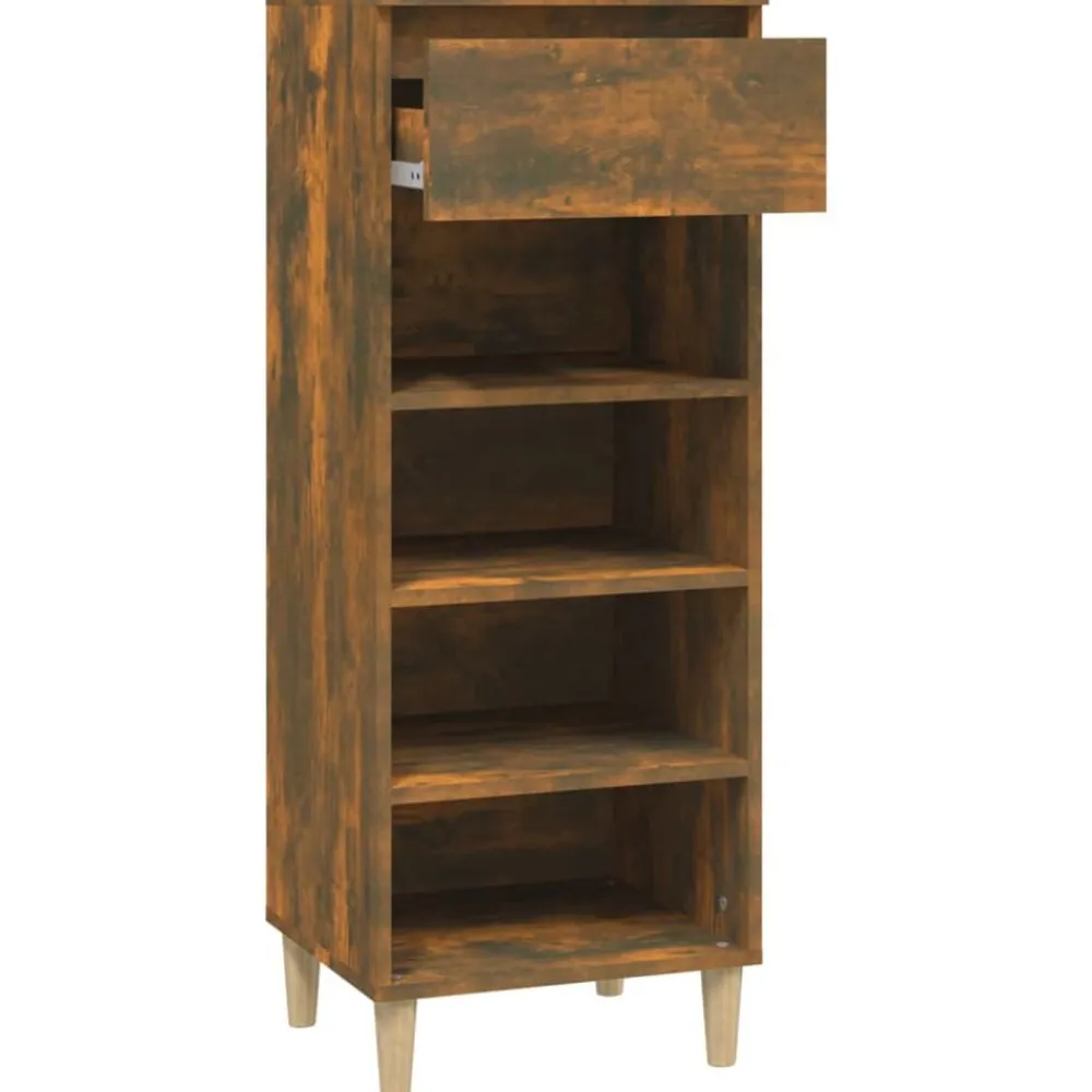 vidaXL Zapatero madera contrachapada 40x36x105 cm Roble ahumado Clearance