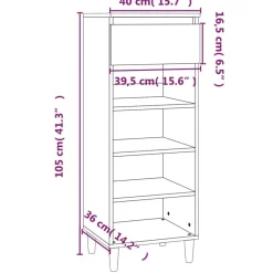 vidaXL Zapatero madera contrachapada 40x36x105 cm Roble ahumado Clearance