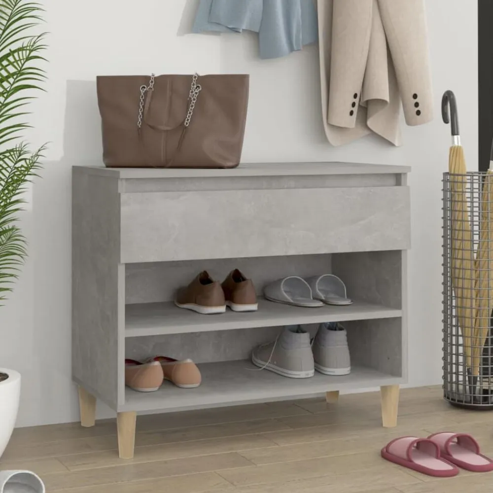 vidaXL Zapatero madera contrachapada gris hormigón 70x36x60 cm Gris hormigón Discount