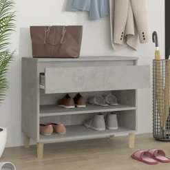 vidaXL Zapatero madera contrachapada gris hormigón 70x36x60 cm Gris hormigón Discount