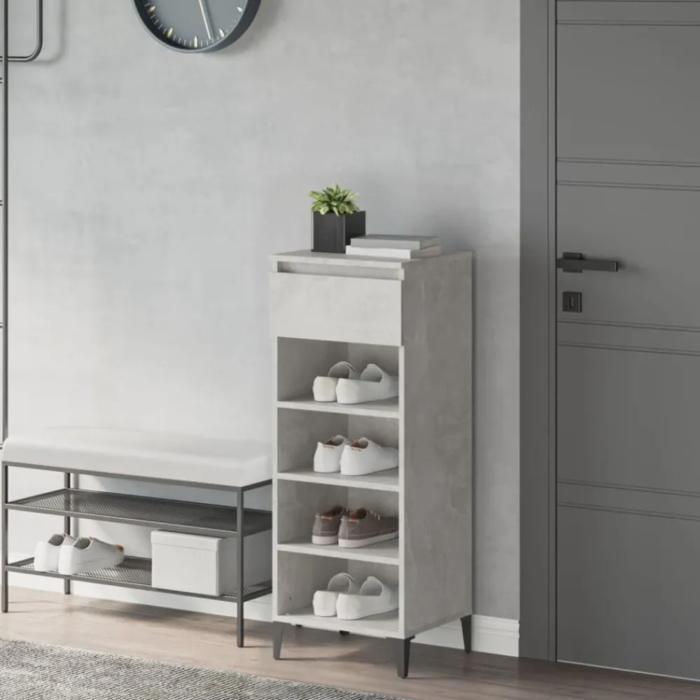 vidaXL Zapatero madera contrachapada gris hormigón 40x36x105 cm Gris hormigón Best
