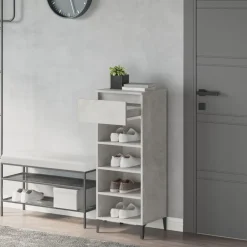 vidaXL Zapatero madera contrachapada gris hormigón 40x36x105 cm Gris hormigón Best