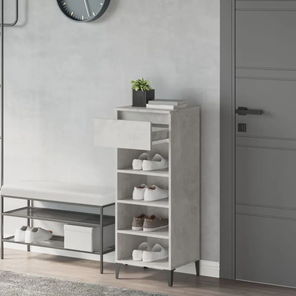 vidaXL Zapatero madera contrachapada gris hormigón 40x36x105 cm Gris hormigón Best