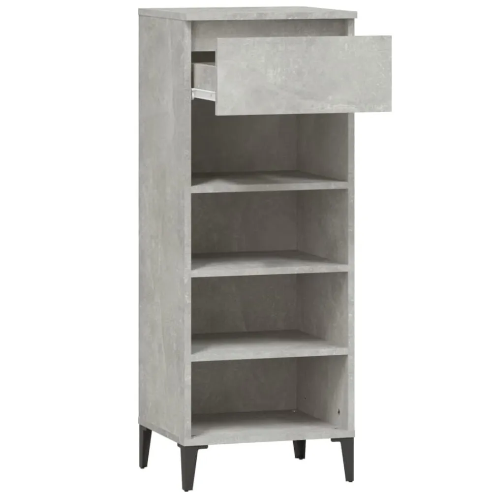 vidaXL Zapatero madera contrachapada gris hormigón 40x36x105 cm Gris hormigón Best
