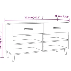 vidaXL Zapatero madera contrachapada blanco brillo 102x35x55 cm Blanco brillante Hot