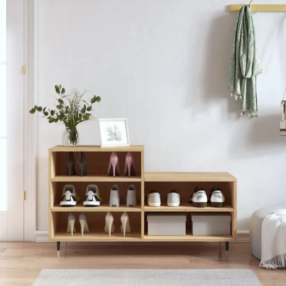 vidaXL Zapatero madera contrachapada 102x36x60 cm Roble Sonoma Hot