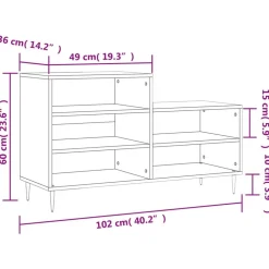 vidaXL Zapatero madera contrachapada 102x36x60 cm Roble Sonoma Hot
