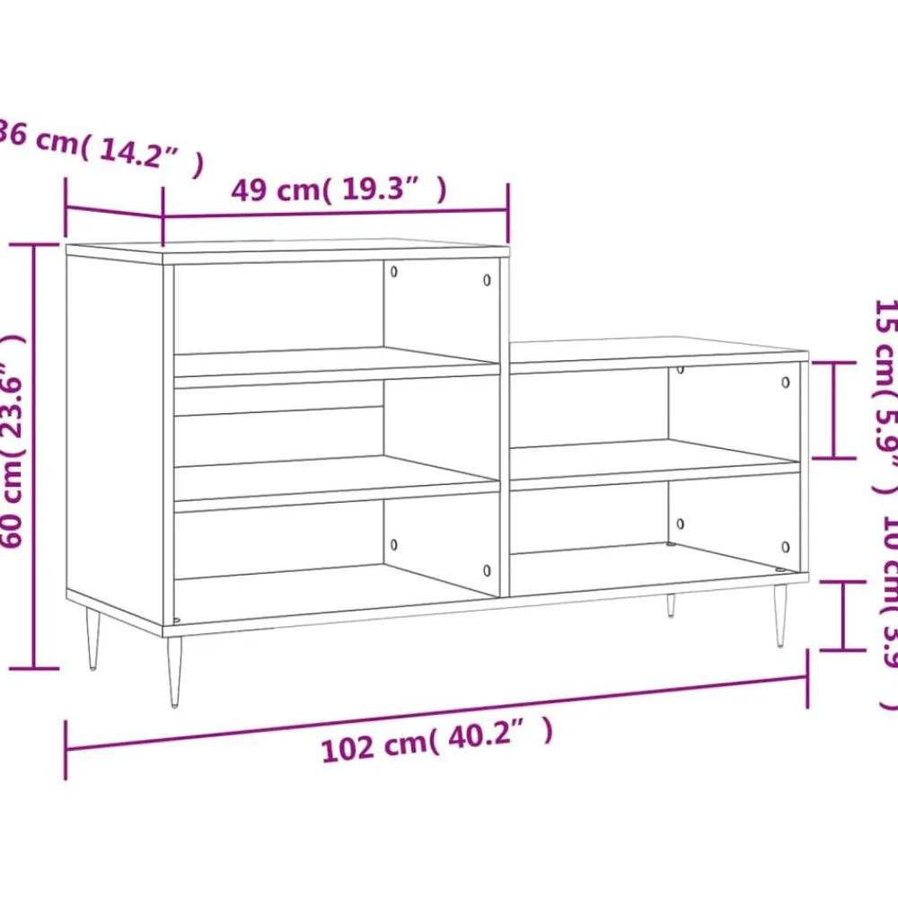 vidaXL Productos Del Hogar-Zapatero madera contrachapada 102x36x60 cm