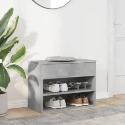vidaXL Zapatero madera contrachapada gris hormigón 60x30x45 cm Gris hormigón Clearance