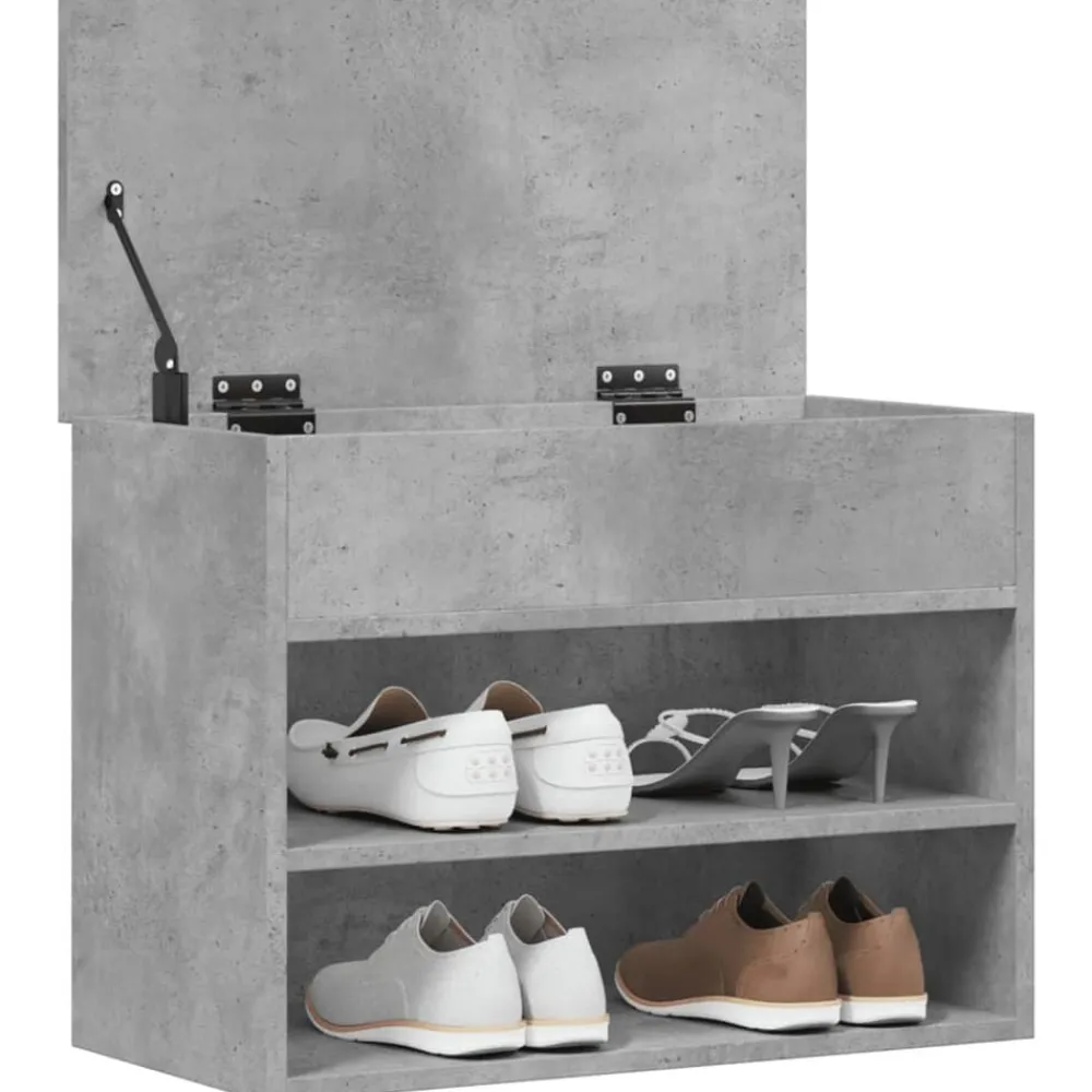 vidaXL Zapatero madera contrachapada gris hormigón 60x30x45 cm Gris hormigón Clearance
