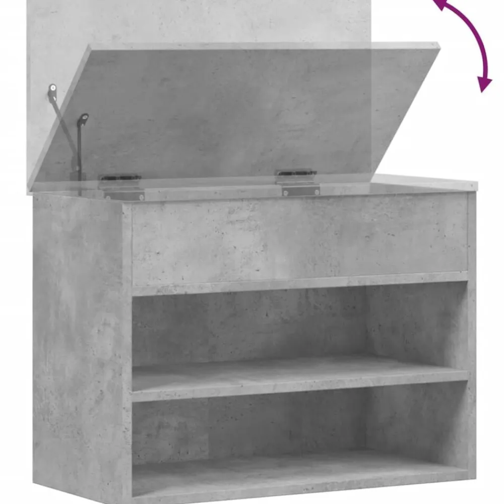 vidaXL Zapatero madera contrachapada gris hormigón 60x30x45 cm Gris hormigón Clearance