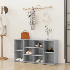 vidaXL Productos Del Hogar-Zapatero madera contrachapada gris hormigón 103x30x55cm