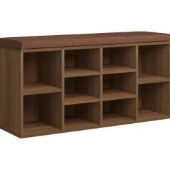 vidaXL Bancos-Zapatero madera contrachapada marrón roble 103x30x48 cm