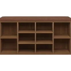 vidaXL Bancos-Zapatero madera contrachapada marrón roble 103x30x48 cm