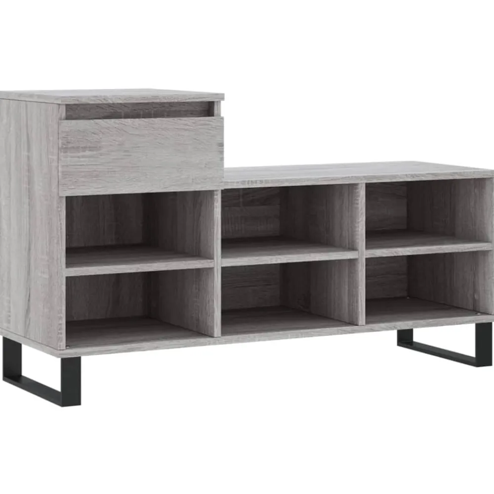 vidaXL Zapatero madera contrachapada 102x36x60 cm Gris sonoma Outlet