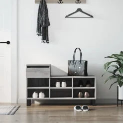 vidaXL Zapatero madera contrachapada 102x36x60 cm Gris sonoma Outlet