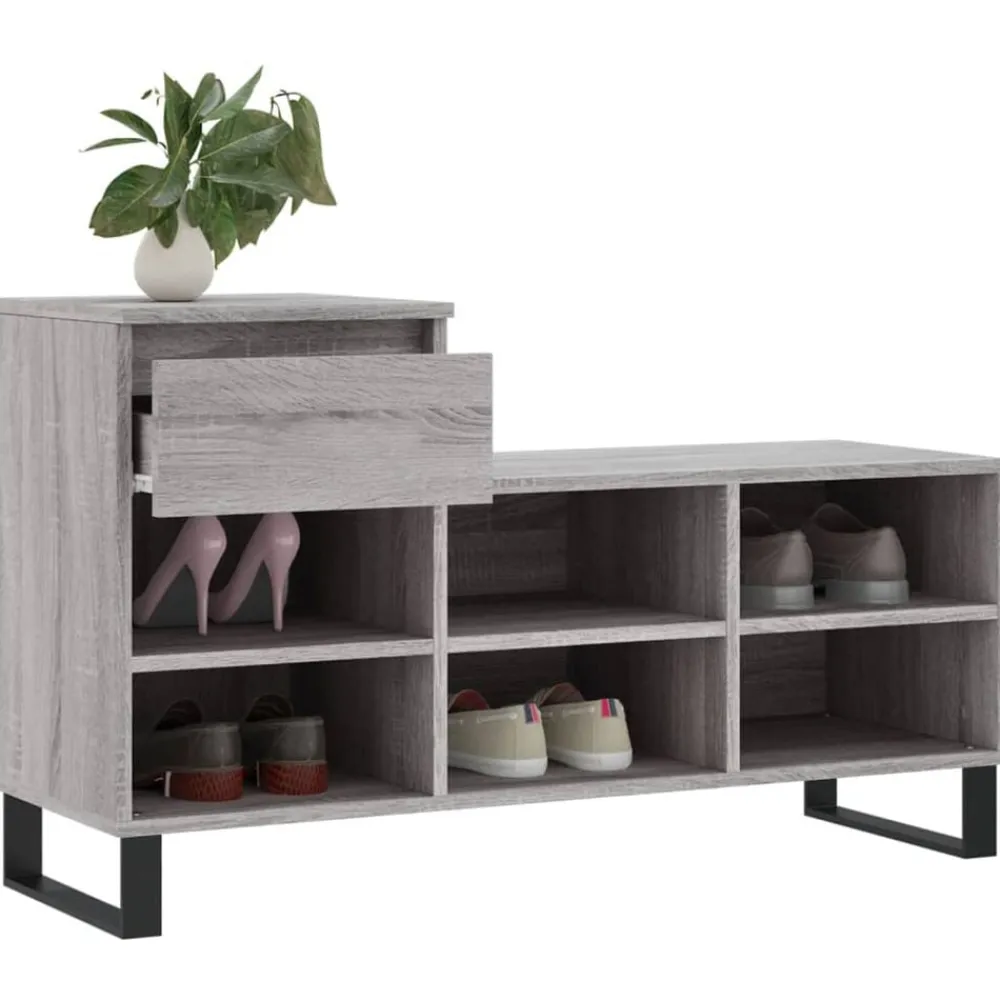 vidaXL Zapatero madera contrachapada 102x36x60 cm Gris sonoma Outlet