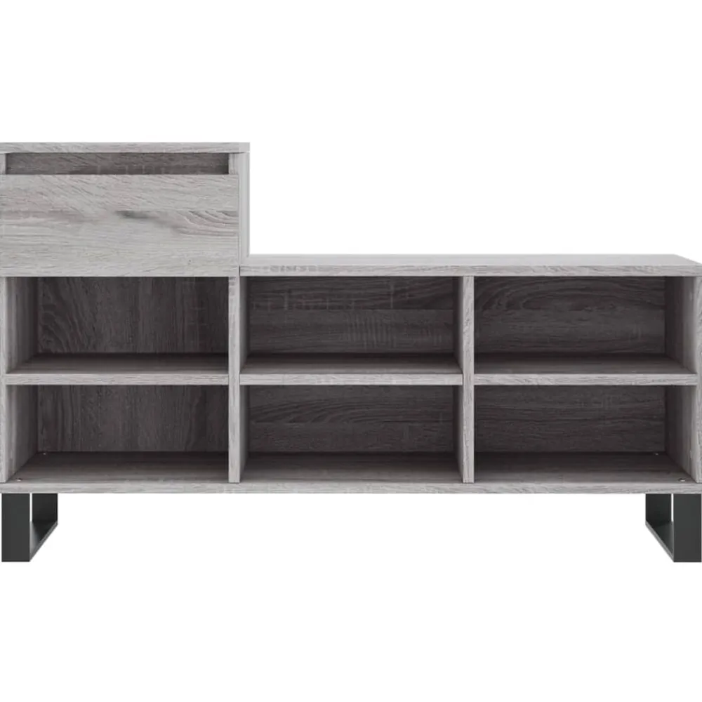 vidaXL Zapatero madera contrachapada 102x36x60 cm Gris sonoma Outlet