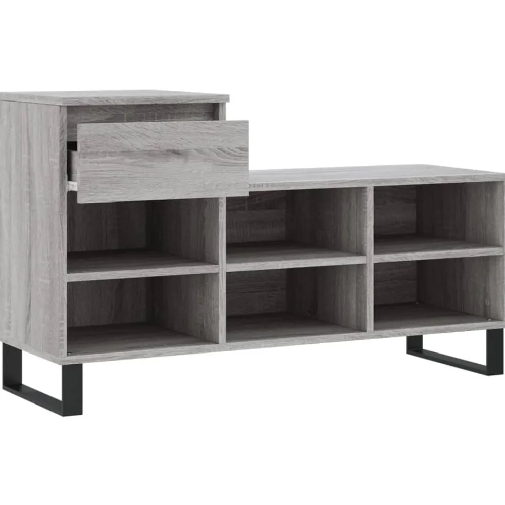 vidaXL Zapatero madera contrachapada 102x36x60 cm Gris sonoma Outlet