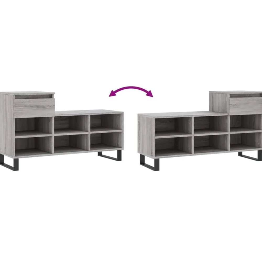 vidaXL Zapatero madera contrachapada 102x36x60 cm Gris sonoma Outlet