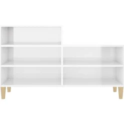 vidaXL Zapatero madera contrachapada blanco brillo 102x36x60 cm Blanco brillante Discount