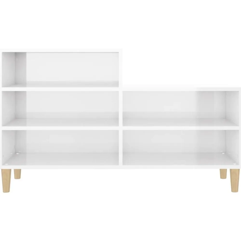 vidaXL Zapatero madera contrachapada blanco brillo 102x36x60 cm Blanco brillante Discount