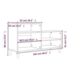 vidaXL Zapatero madera contrachapada blanco brillo 102x36x60 cm Blanco brillante Discount