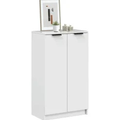 vidaXL Zapatero madera contrachapada blanco brillo 59x35x100,5 cm Blanco brillante Hot