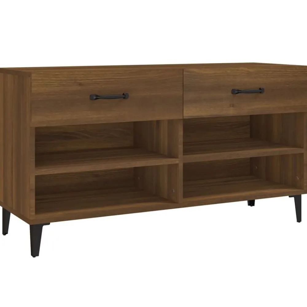 vidaXL Zapatero madera contrachapada marrón roble 102x35x55 cm Marrón roble Best