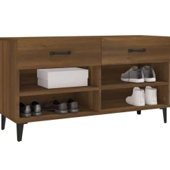 vidaXL Zapatero madera contrachapada marrón roble 102x35x55 cm Marrón roble Best