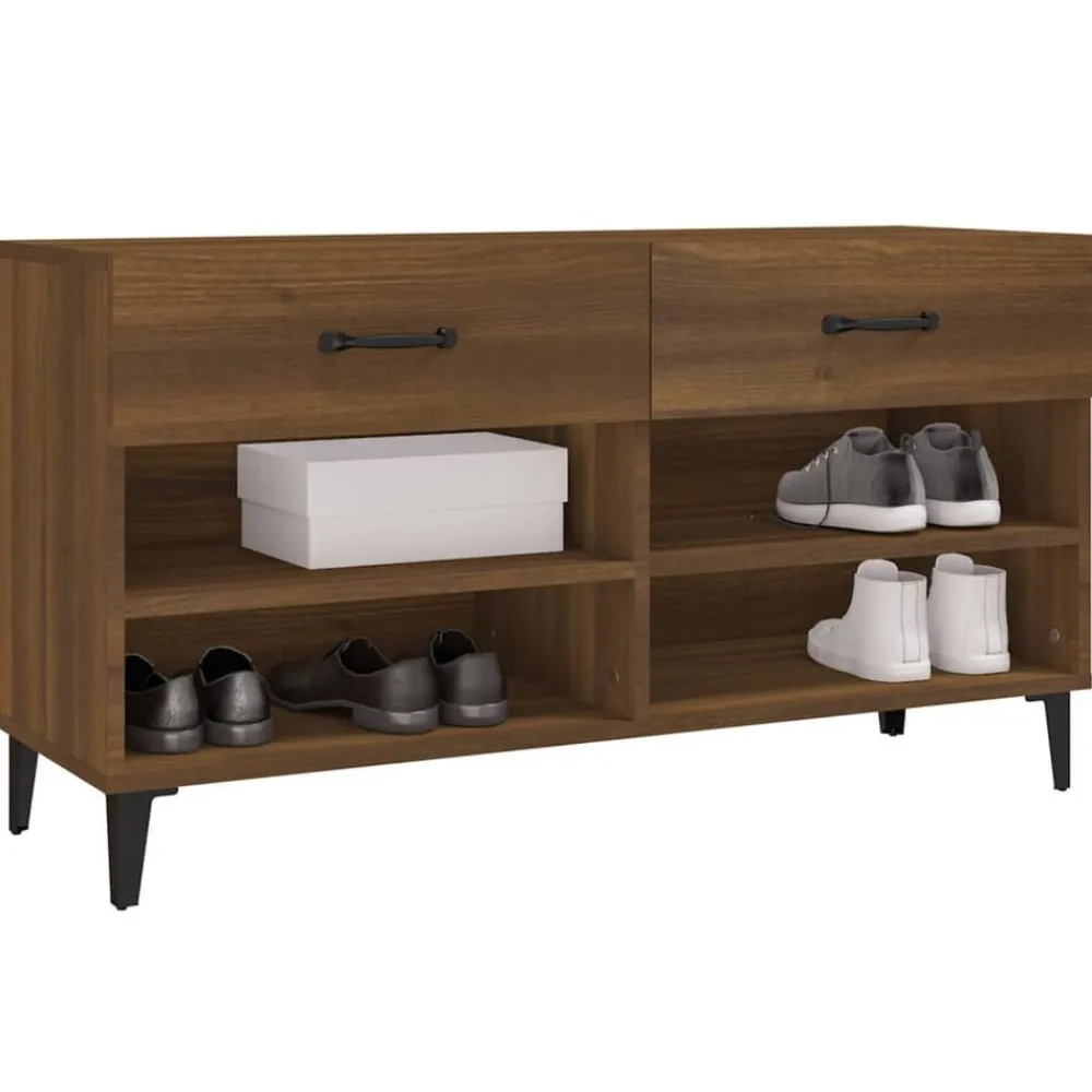 vidaXL Zapatero madera contrachapada marrón roble 102x35x55 cm Marrón roble Best