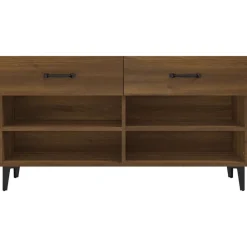 vidaXL Zapatero madera contrachapada marrón roble 102x35x55 cm Marrón roble Best