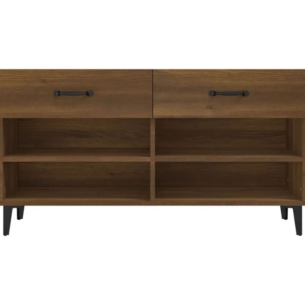 vidaXL Zapatero madera contrachapada marrón roble 102x35x55 cm Marrón roble Best