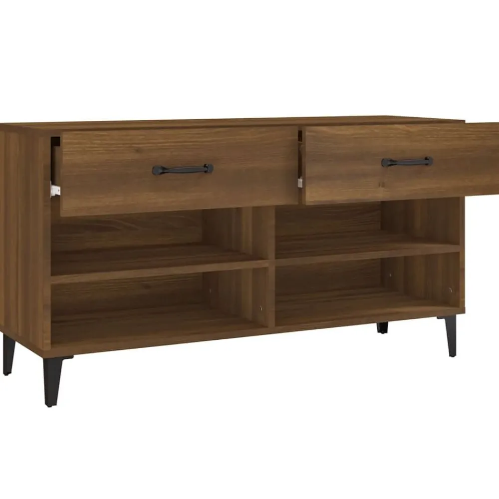 vidaXL Zapatero madera contrachapada marrón roble 102x35x55 cm Marrón roble Best