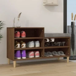 vidaXL Productos Del Hogar-Zapatero madera contrachapada roble marrón 102x36x60 cm