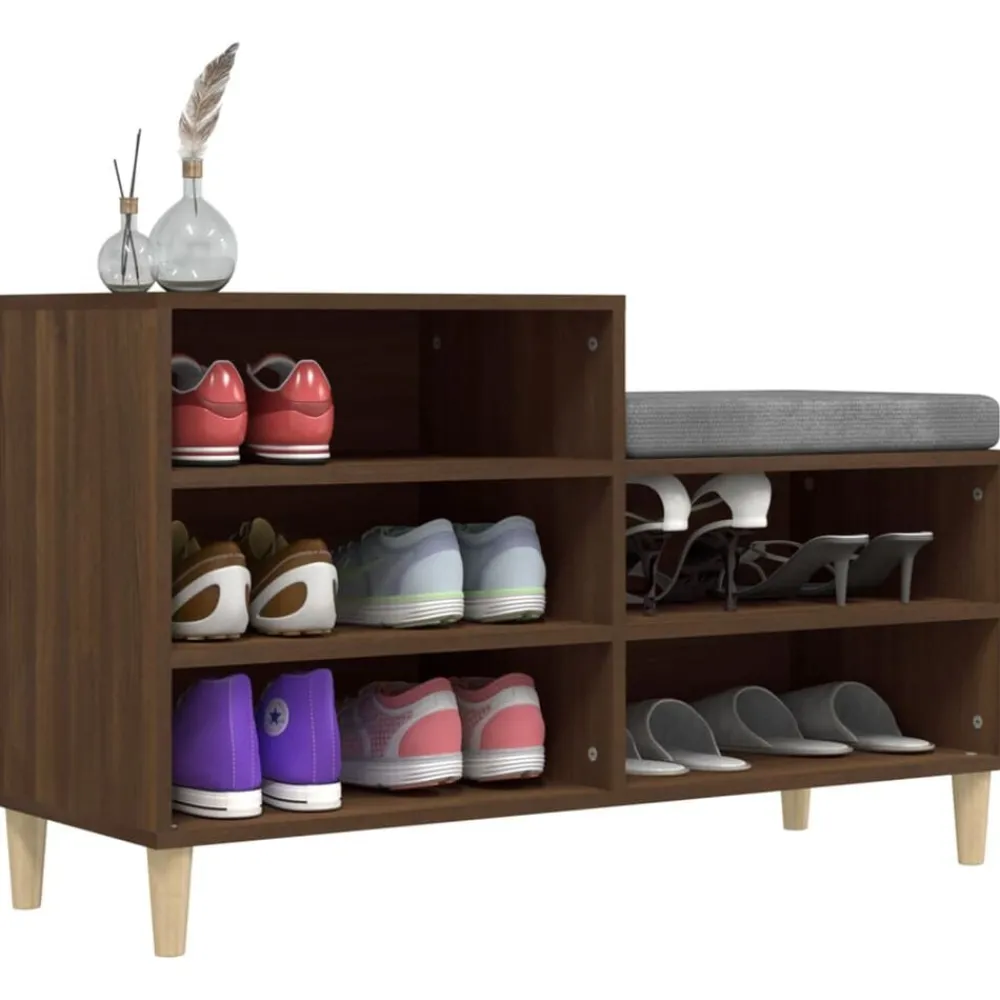 vidaXL Productos Del Hogar-Zapatero madera contrachapada roble marrón 102x36x60 cm