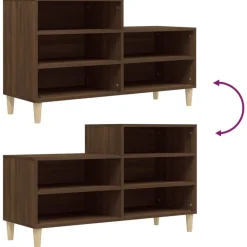 vidaXL Productos Del Hogar-Zapatero madera contrachapada roble marrón 102x36x60 cm