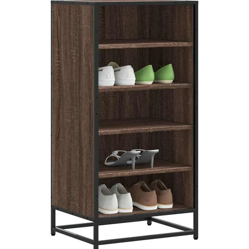 vidaXL Productos Del Hogar-Zapatero madera contrachapada roble marrón 48x38x97,5 cm